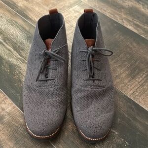 Men's Gray Knit Lace-Up Shoe Boots ZEROGRAND